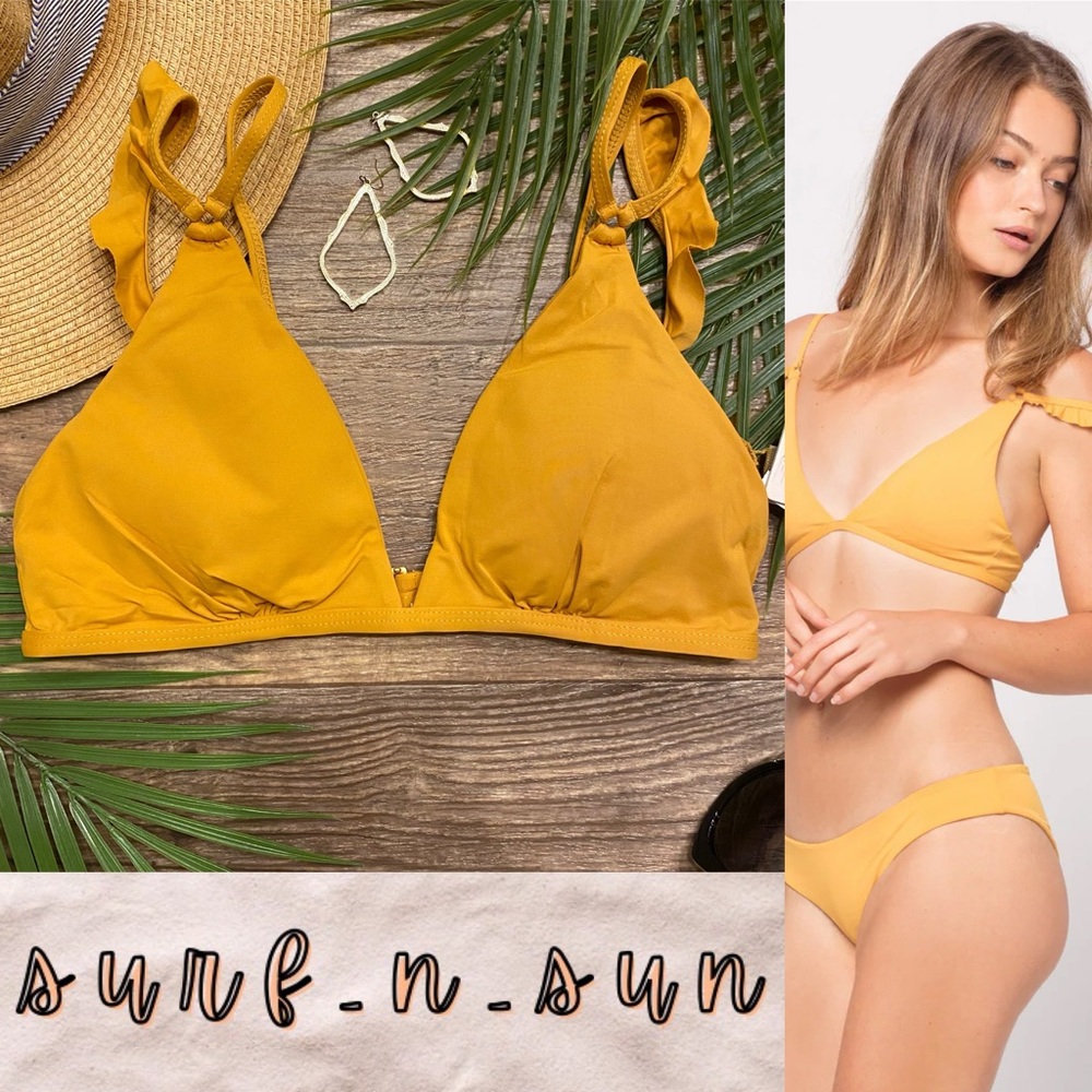 L*Space Inka Gold Kingsley Ruffle Tri Bikini Top